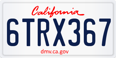 CA license plate 6TRX367