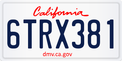 CA license plate 6TRX381