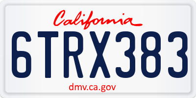 CA license plate 6TRX383