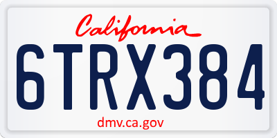 CA license plate 6TRX384