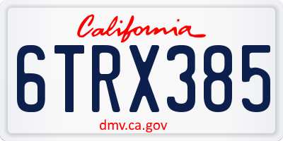 CA license plate 6TRX385