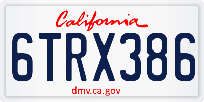 CA license plate 6TRX386
