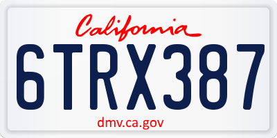 CA license plate 6TRX387