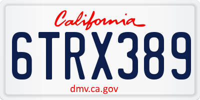 CA license plate 6TRX389