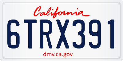 CA license plate 6TRX391