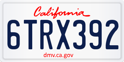 CA license plate 6TRX392