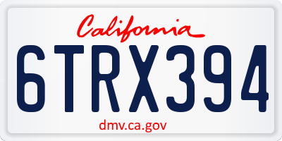 CA license plate 6TRX394