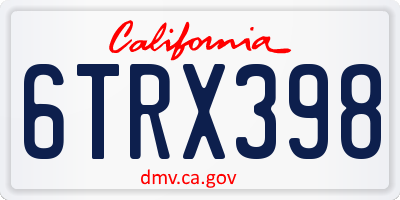 CA license plate 6TRX398