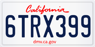 CA license plate 6TRX399