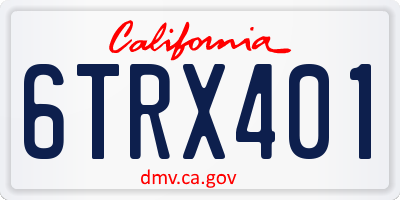 CA license plate 6TRX401