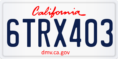 CA license plate 6TRX403