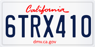 CA license plate 6TRX410