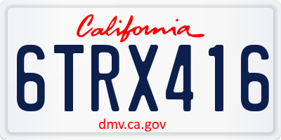 CA license plate 6TRX416