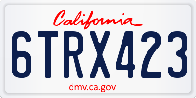 CA license plate 6TRX423