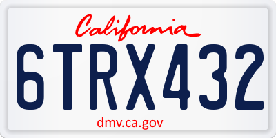 CA license plate 6TRX432