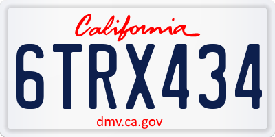 CA license plate 6TRX434