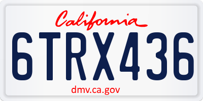 CA license plate 6TRX436