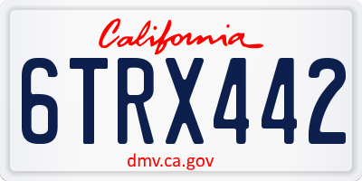 CA license plate 6TRX442