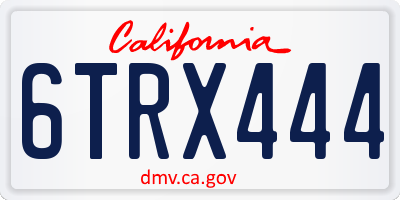 CA license plate 6TRX444