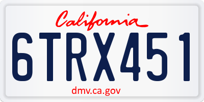 CA license plate 6TRX451