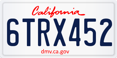 CA license plate 6TRX452