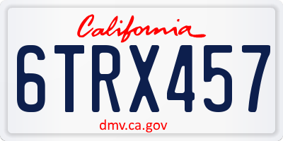 CA license plate 6TRX457