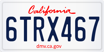 CA license plate 6TRX467