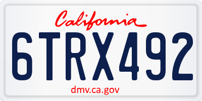 CA license plate 6TRX492