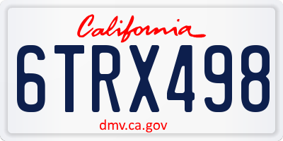 CA license plate 6TRX498