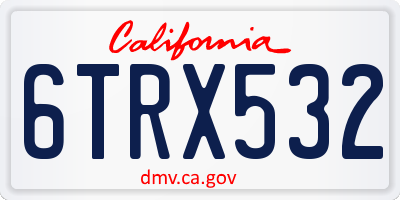 CA license plate 6TRX532