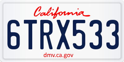 CA license plate 6TRX533