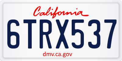 CA license plate 6TRX537