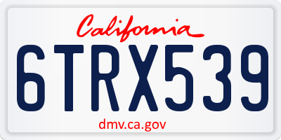 CA license plate 6TRX539