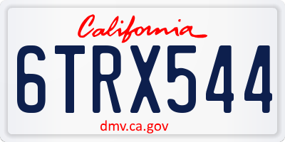 CA license plate 6TRX544