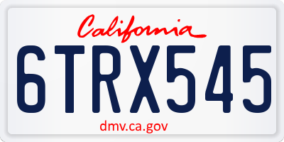 CA license plate 6TRX545