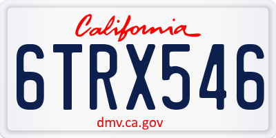 CA license plate 6TRX546