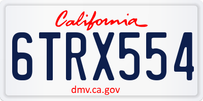 CA license plate 6TRX554