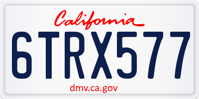 CA license plate 6TRX577