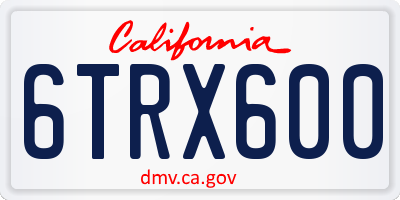 CA license plate 6TRX600