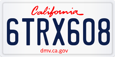 CA license plate 6TRX608