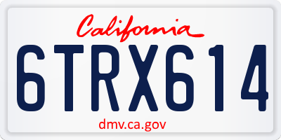 CA license plate 6TRX614