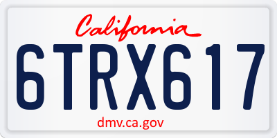 CA license plate 6TRX617