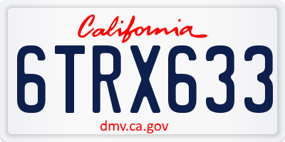 CA license plate 6TRX633