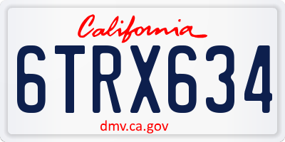 CA license plate 6TRX634