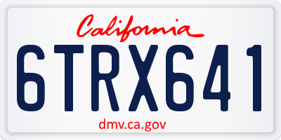 CA license plate 6TRX641