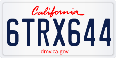 CA license plate 6TRX644