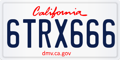 CA license plate 6TRX666