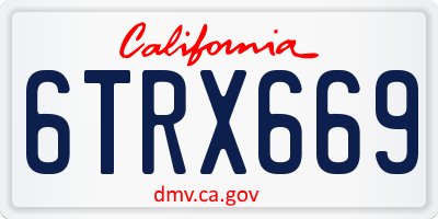 CA license plate 6TRX669