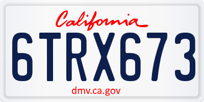 CA license plate 6TRX673