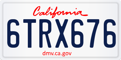 CA license plate 6TRX676